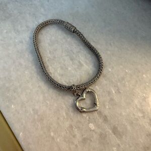 John Hardy Silver Heart Charm Bracelet